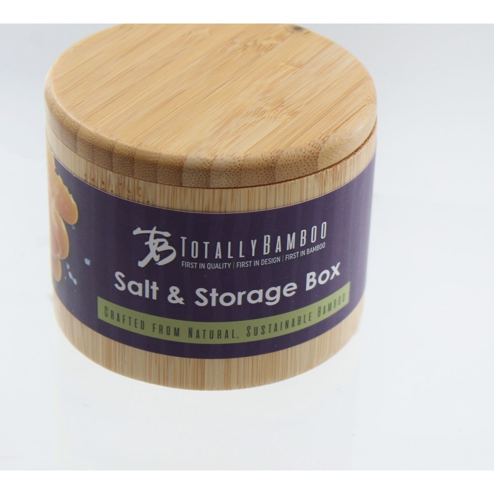 Totally Bamboo Round Salt Box Swivel Lid Storage Container
